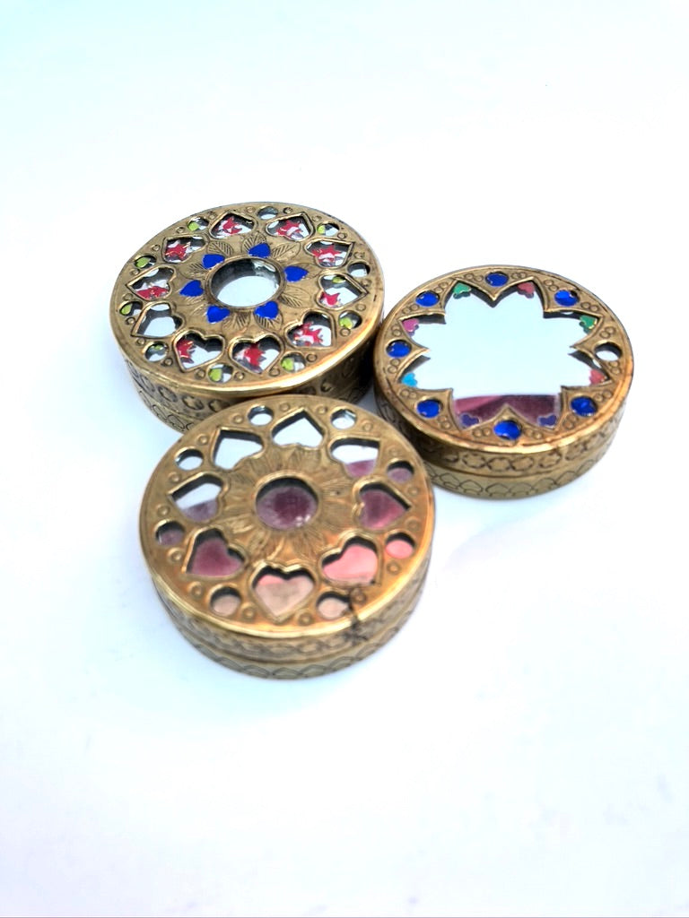 Hand Painted, Mirrored Tin (for Herbs, Spices, Snuff) - Afghan Gifts Shop