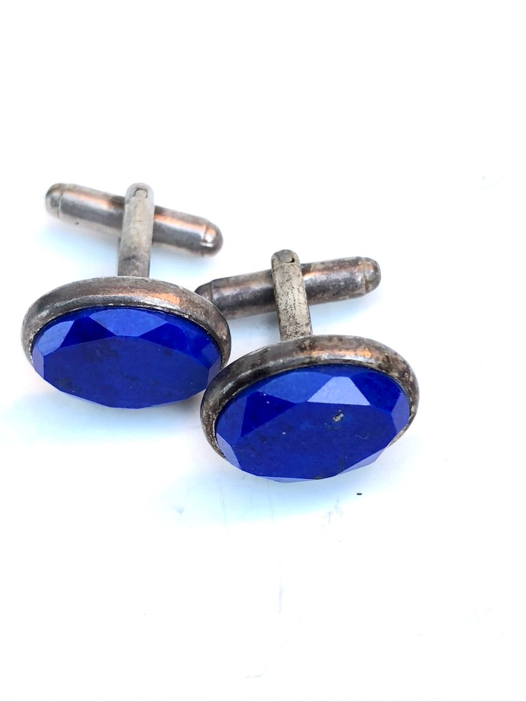 Handmade Cufflinks, Lapis with Silver, Classy - Afghan Gifts Shop