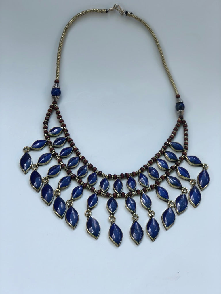 Traditional Lapis on Silver Necklace - Nomad - 86 G - Afghan Gifts Shop