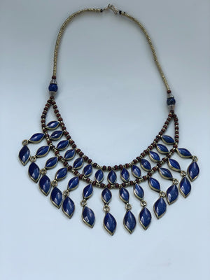 Traditional Lapis on Silver Necklace - Nomad - 86 G - Afghan Gifts Shop