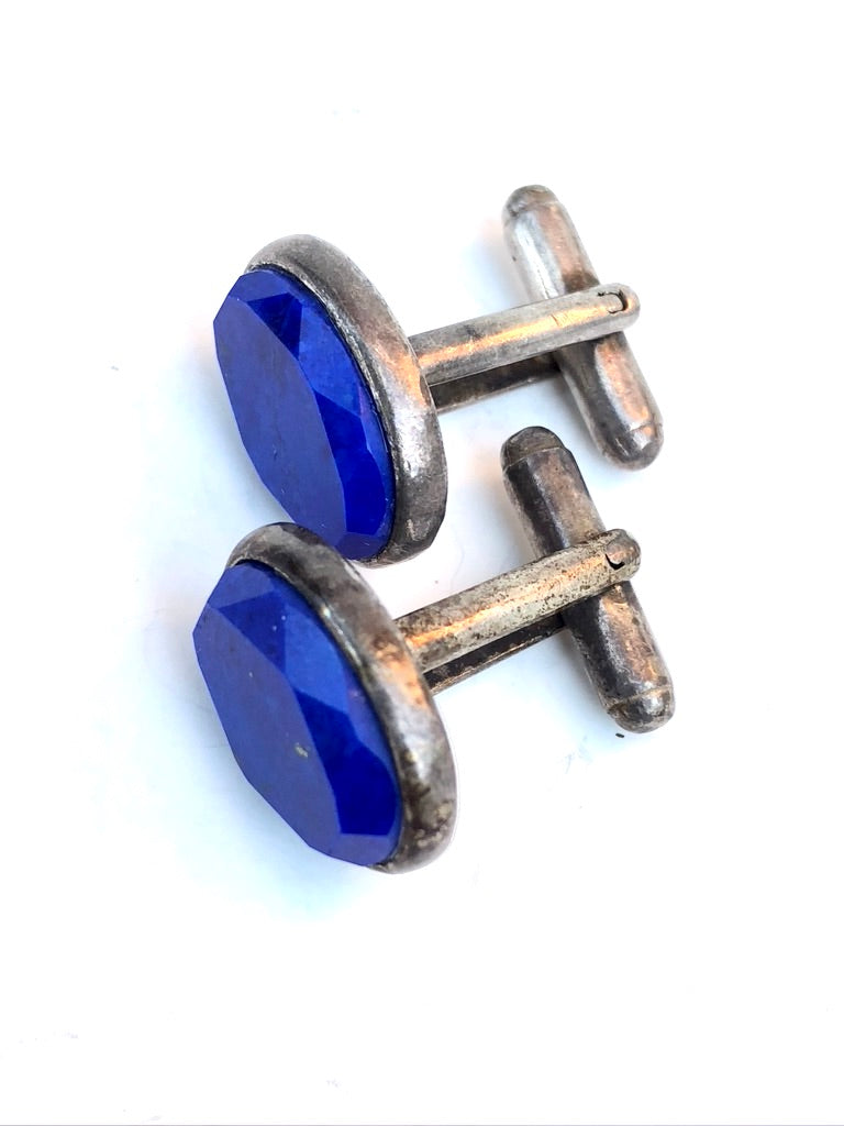 Handmade Cufflinks, Lapis with Silver, Classy - Afghan Gifts Shop