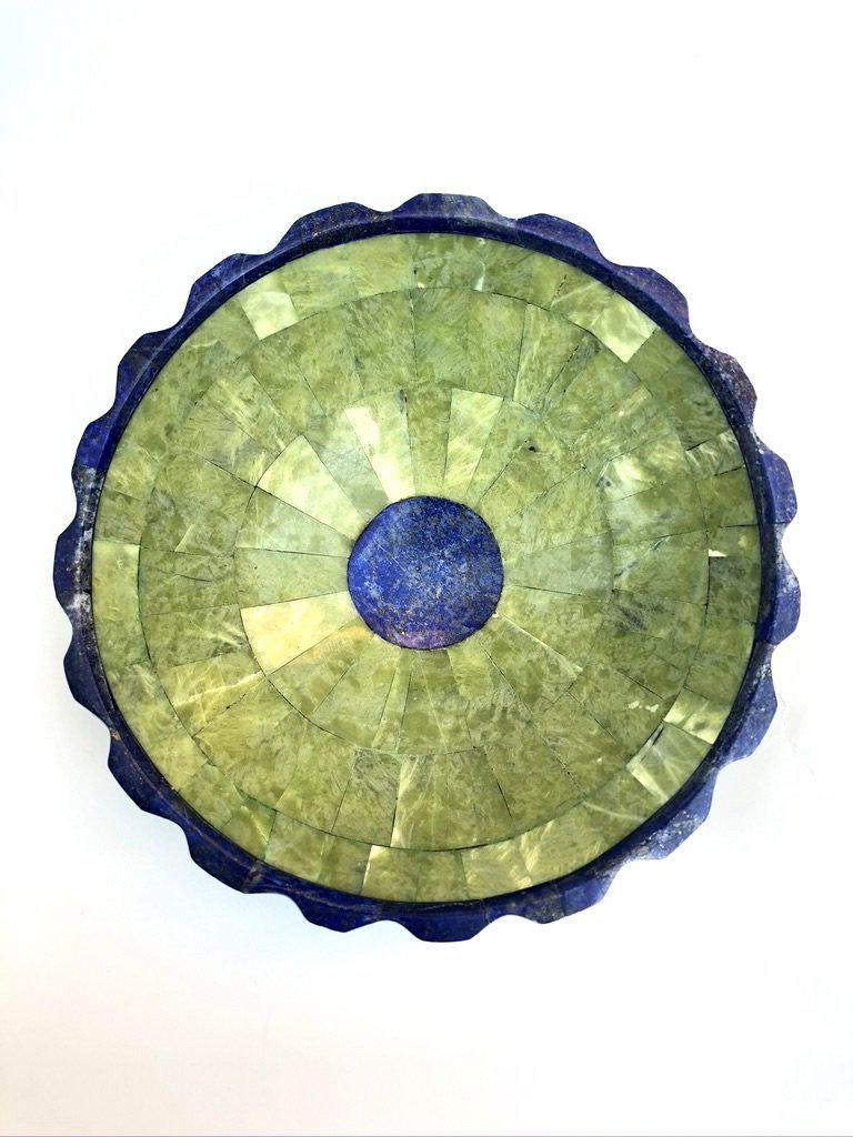 Gemstone Bowl, Green Marble and Lapis Lazuli - Afghan Gifts Shop