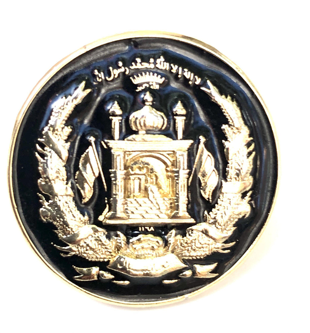 Royal Afghan State Emblem Lapel Pin Gold on Black - Afghan Gifts Shop