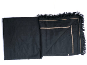 Patoo Shawl, Hand-woven,with Embroidered Borders Black Color - Afghan Gifts Shop