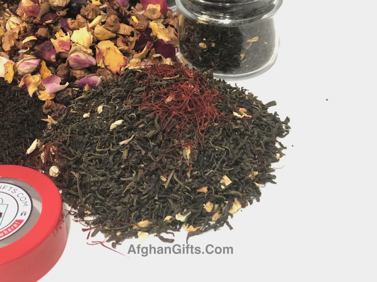 Jasmine Green Tea infused with Afghan Saffron- 29 g – Afghan Gifts Shop
