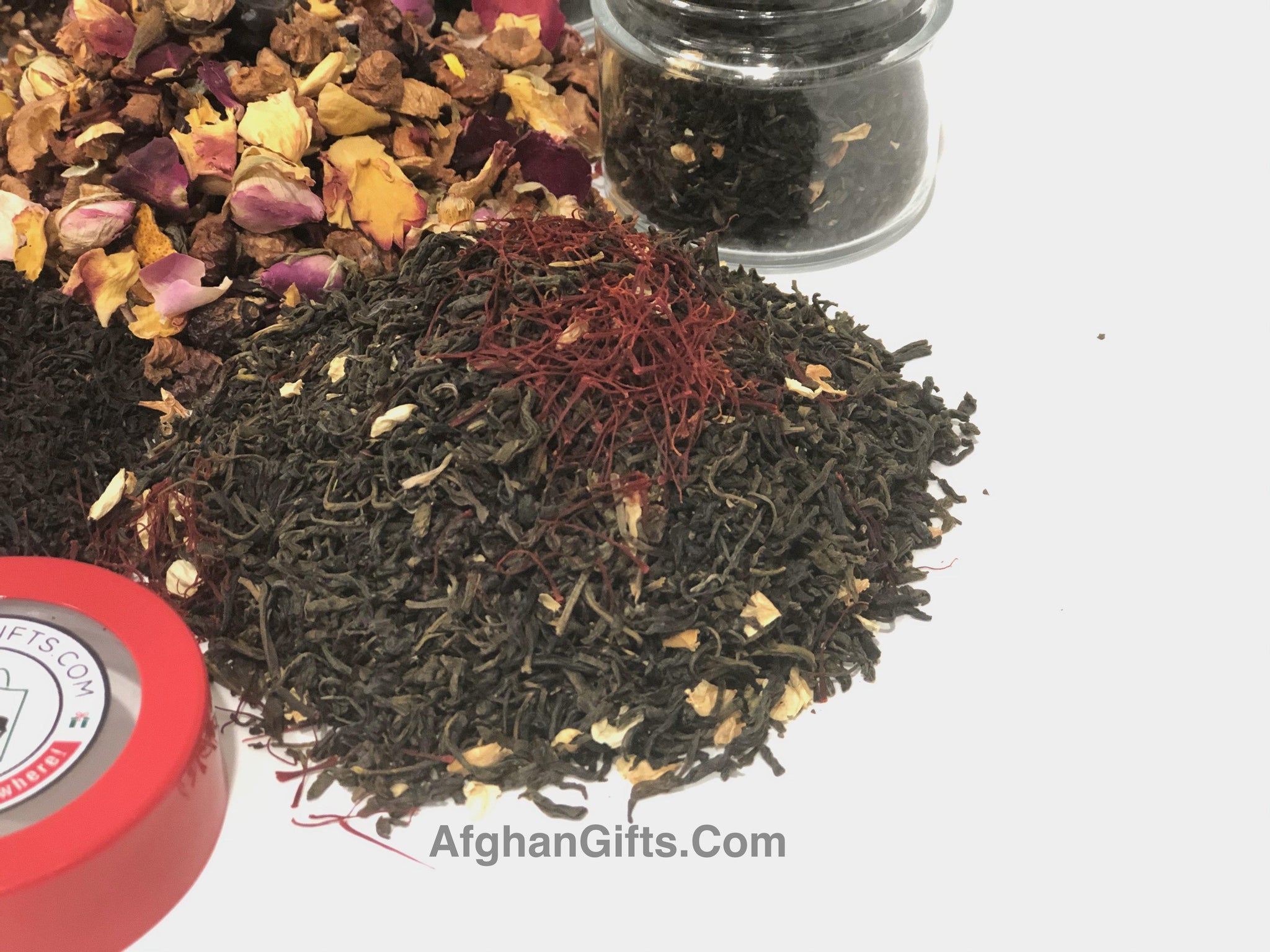 Jasmine Green Tea infused with Afghan Saffron- 29 g - Afghan Gifts Shop